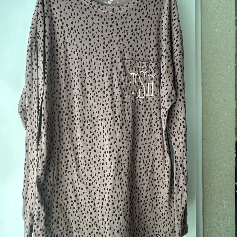 Marleylilly Women's Tan Polka Dot Blouse